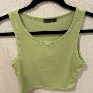 SHEIN Green Fitted Crop Tank Top